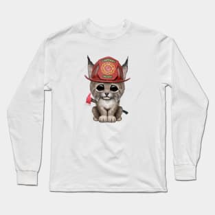 Cute Lynx Cub Firefighter Long Sleeve T-Shirt